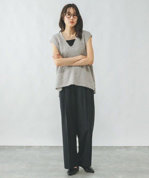 グローバルワーク　フェザータッチベストセット　グレー　Lサイズ GLOBAL WORK｜フェザータッチベストセットTシャツ/492319