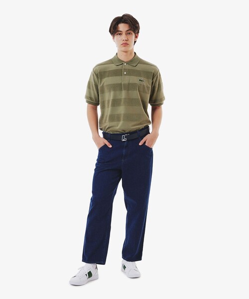 LACOSTE ベルト イニシャルバックルレザーベルト メンズ