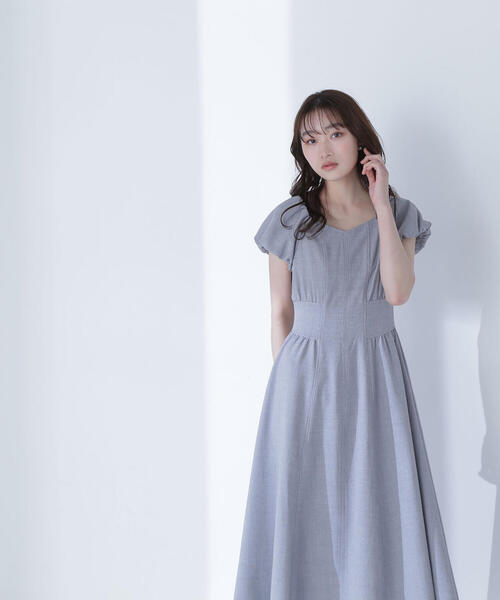 NATURAL BEAUTY BASIC ワンピース リネンライクパフスリーブ