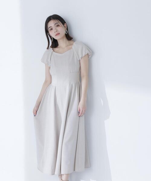 NATURAL BEAUTY BASIC ワンピース リネンライクパフスリーブ
