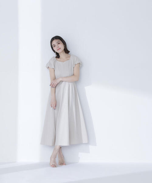 NATURAL BEAUTY BASIC ワンピース リネンライクパフスリーブ