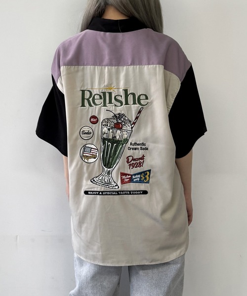 ブラウス シャツ 半袖 クリームソーダ刺繍シャツ レディース
