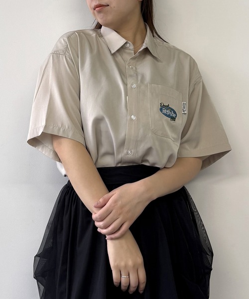ブラウス シャツ 半袖 クリームソーダ刺繍シャツ レディース