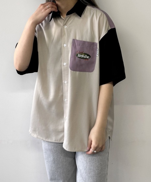 ブラウス シャツ 半袖 クリームソーダ刺繍シャツ レディース
