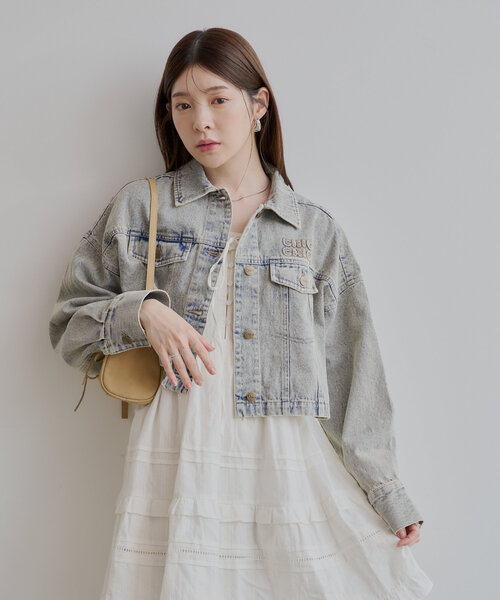 ブラウス シャツ 胸ロゴショート丈スエードシャツ レディース Chico ブラウス シャツ 胸ロゴショート丈スエードシャツ