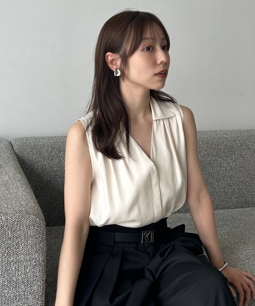 ブラウス シャツ ウォッシャブルクールサテンノースリブラウス／ウォッシャブル・接触冷感 レディース