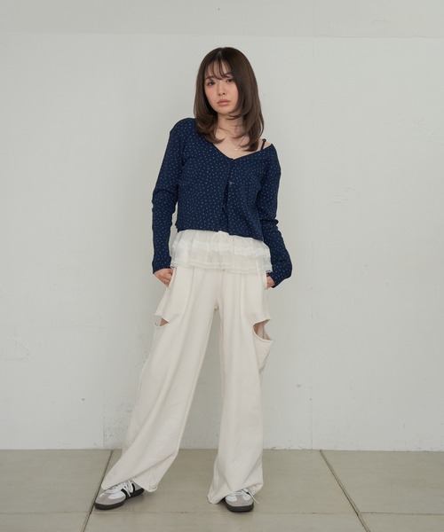 レイカズン パターンメッシュフリルキャミSET セール】パターンメッシュフリルキャミSET（カーディガン/ボレロ