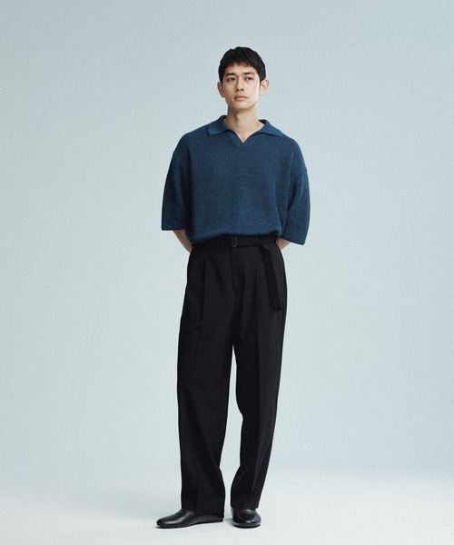 未使用★L アドミラル ベルテッドイージーパンツ メンズ 9分丈 夏用 ADAM ET ROPE' スラックス サマーウーステッド ベルテッド