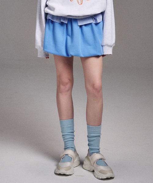 ★MARDI MERCREDI★CLASSIC MINI SKIRT★大人気★ Mardi Mercredi Pleats Mini Skirt Logo Needlework Beige