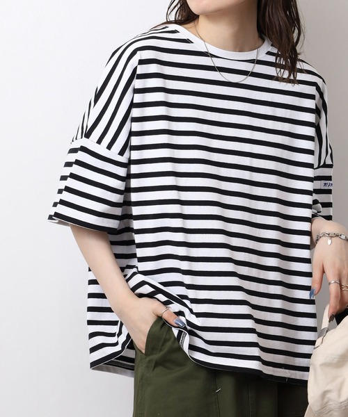 希少　シンチ オブラダ 1.9万円　パフスリーブ ボーダー Tee 白×黒　美品 FUNALIVE（ファンアライブ） tシャツ オリオン ビール BIGシルエット