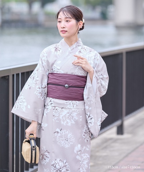 ワンピース浴衣3点セット（キャミワンピース＋羽織り＋兵児帯）　Lサイズ itto 浴衣 ワンピース浴衣3点セット（キャミワンピース+