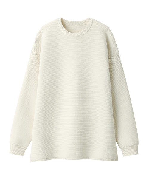 美品♪エブール クルーネックニット ゆったり アイボリー ru9 美品♪エブール クルーネックニット ゆったり アイボリー ru9