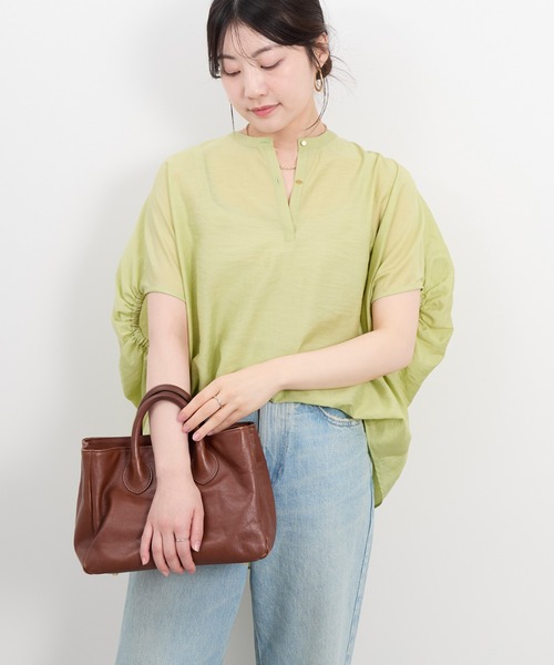 ブラウス シャツ リネン混ポンチョブラウス レディース MICA&DEAL ブラウス シャツ リネン混ポンチョブラウス