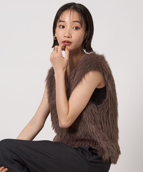 ベスト ジレ フェザー ノースリーブ プルオーバー  -ウォッシャブル- レディース