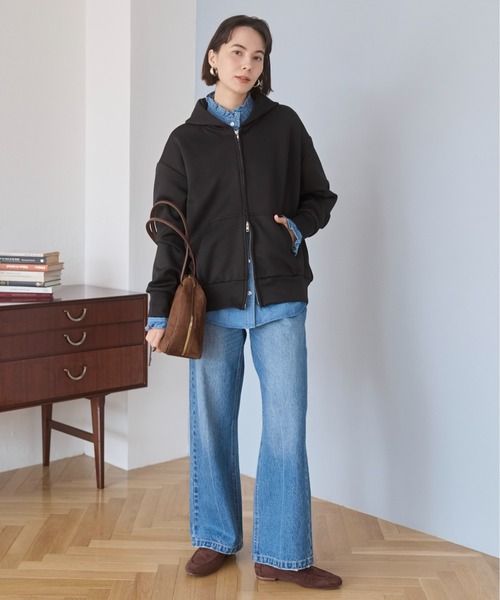 ANGIE パーカー ダンボール ダブルジップパーカー フーディー