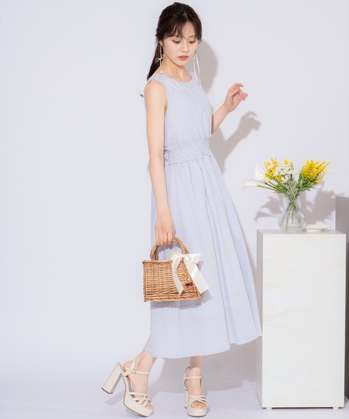 【極美品】ウィルフリー　サスペンダーストライプ　ロングワンピース　2024SS 極美品】ウィルフリー サスペンダーストライプ ロングワンピース