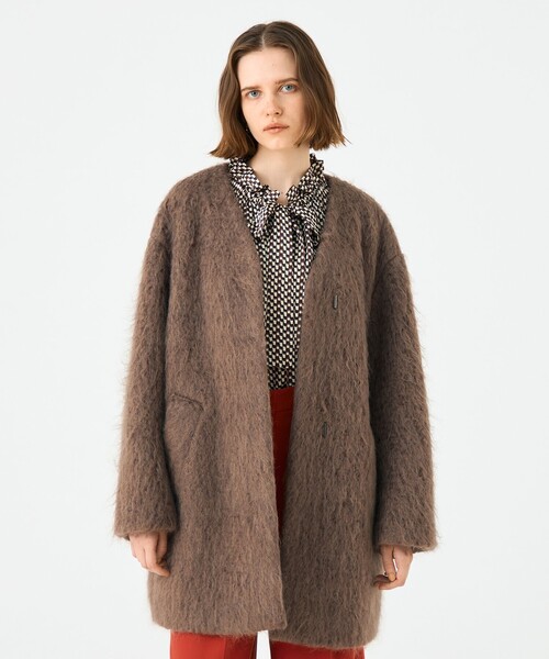 Ballsey（ボールジィ） ノーカラーコート コート フラッフィーシャギー