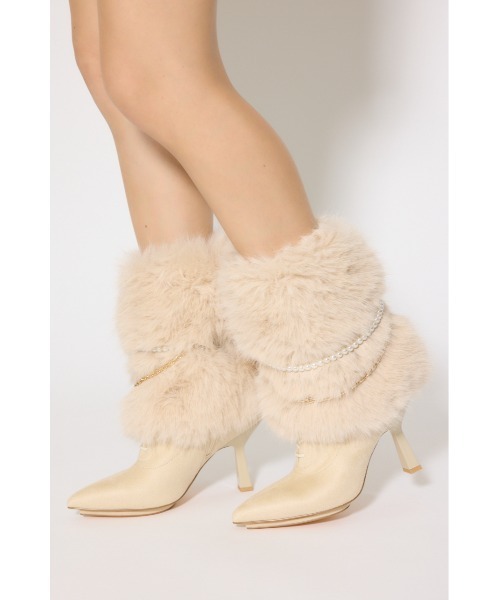 rienda（リエンダ） ブーツ 2WAYフェイクファーレースアップブーティー