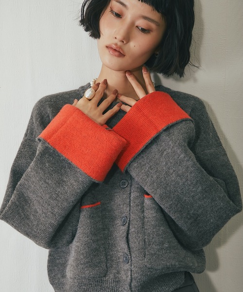 極美品✨グレースクラス 現行 ニット カーディガン ループヤーン バイカラー 極美品✨グレースクラス 現行 ニット カーディガン ループヤーン バイ