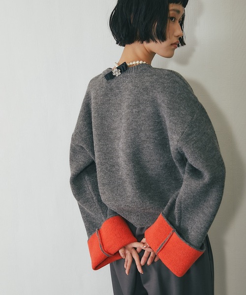 美品★ バイカラーショートニットカーディガン バイカラーショートカーディガン｜LOUNIE（ルーニィ）公式サイト／公式