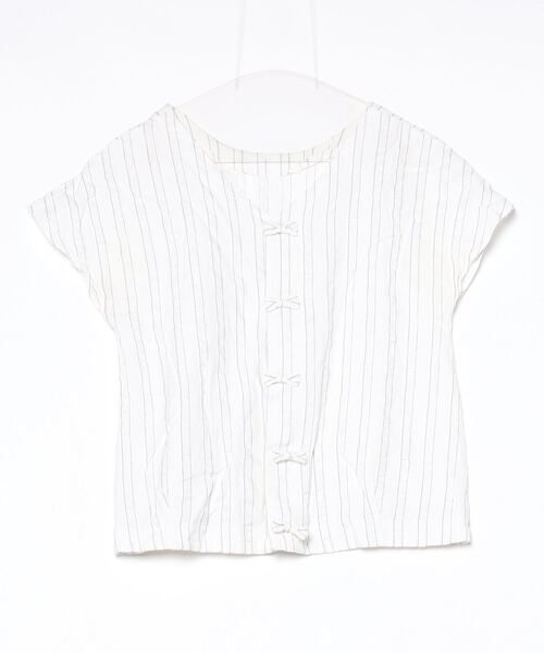 「haupia」 ストライプ柄半袖ブラウス 38 ホワイト レディース_画像2