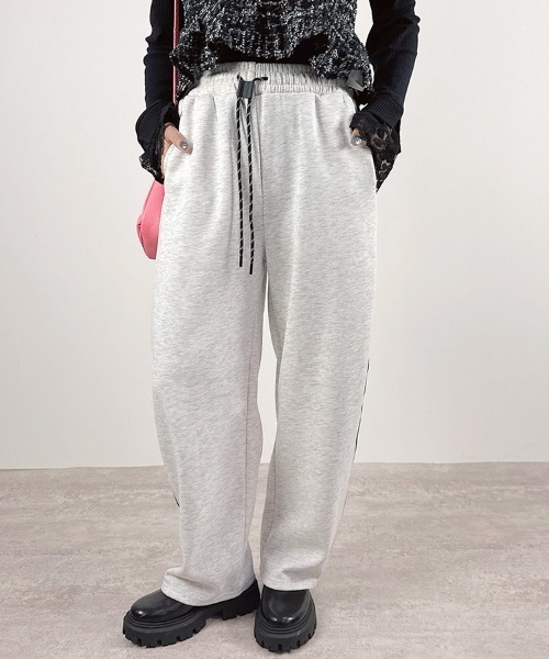 CLOTHY ワイドパンツ スウェットパンツ ジャージ 「あったか裏ボア