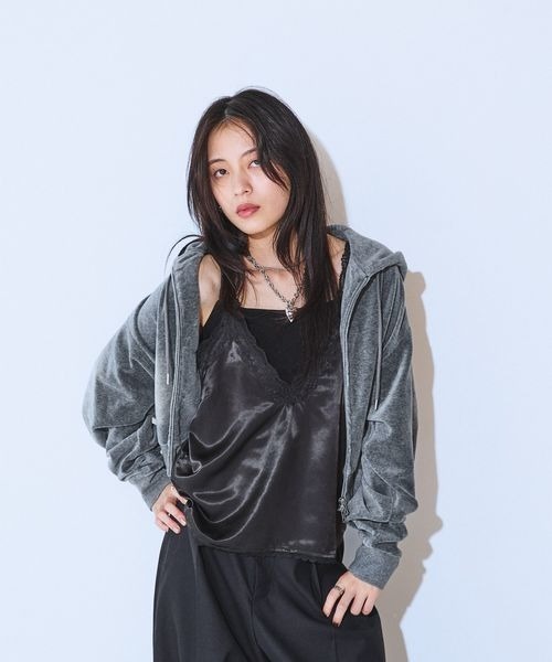 JEANASIS（ジーナシス） キャミソール レーストリムサテンキャミ