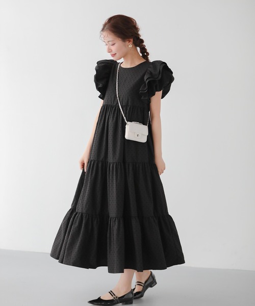 Fit more（フィットモア） 半袖ワンピース LONG ブラック レディース