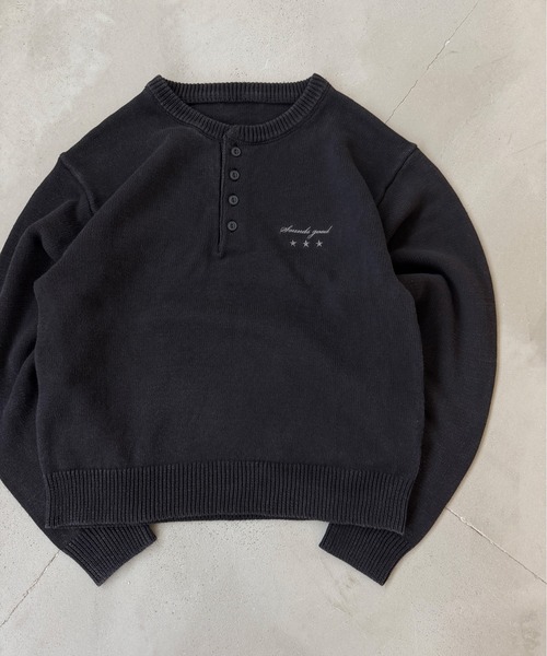 kutir（クティール） セーター ニット HENLEY NECK LINENLIKE CROPPED