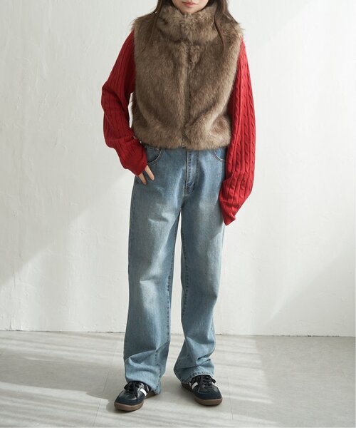 ショートファージレ VENCE EXCHANGE ベスト ジレ フェイクファーショート丈ジレ レディース