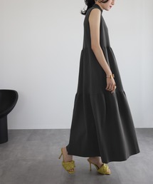 「ELFRANK」 ノースリーブワンピース FREE チャコールグレー レディースの画像3