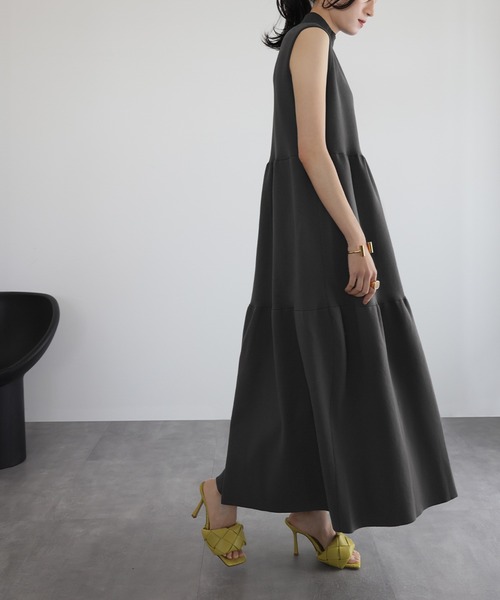 「ELFRANK」 ノースリーブワンピース FREE チャコールグレー レディースの画像3