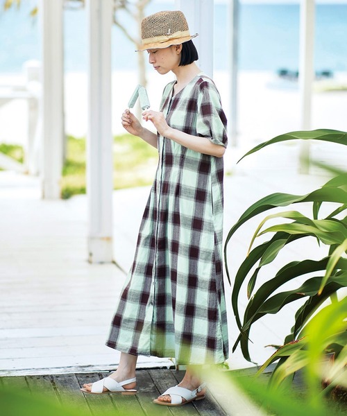 「Sunny clouds」 半袖ワンピース LARGE ミント レディース_画像3