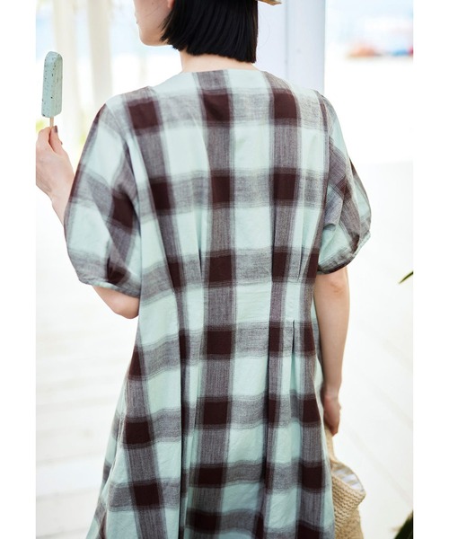 「Sunny clouds」 半袖ワンピース LARGE ミント レディース_画像5