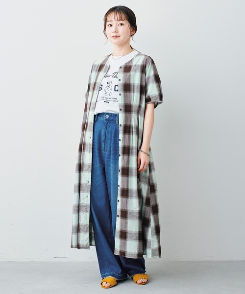 「Sunny clouds」 半袖ワンピース LARGE ミント レディース_画像6