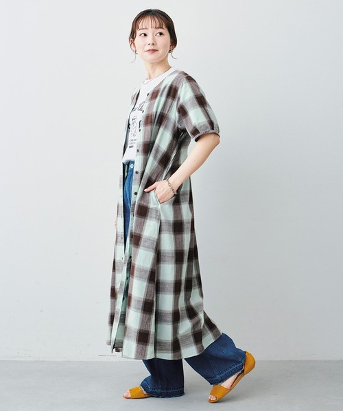 「Sunny clouds」 半袖ワンピース LARGE ミント レディース_画像7