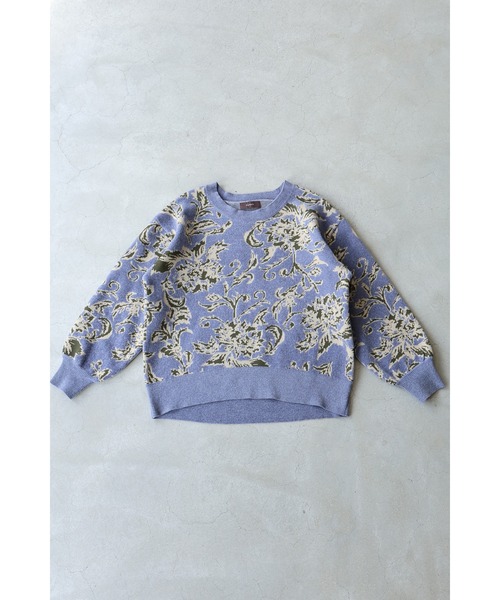 cawaii ニット セーター エレガントな花柄のモールジャガードニット