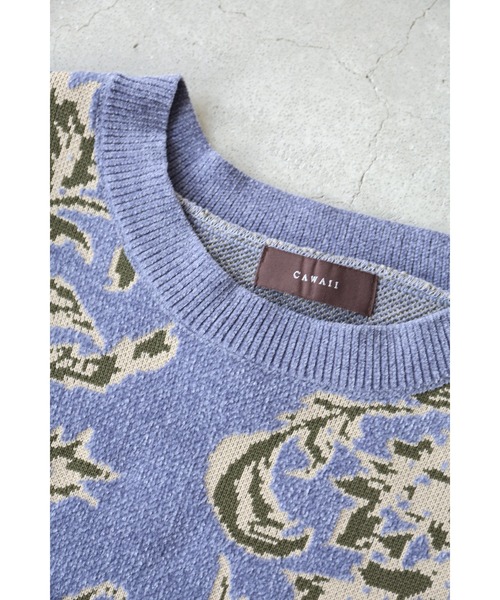 cawaii ニット セーター エレガントな花柄のモールジャガードニット