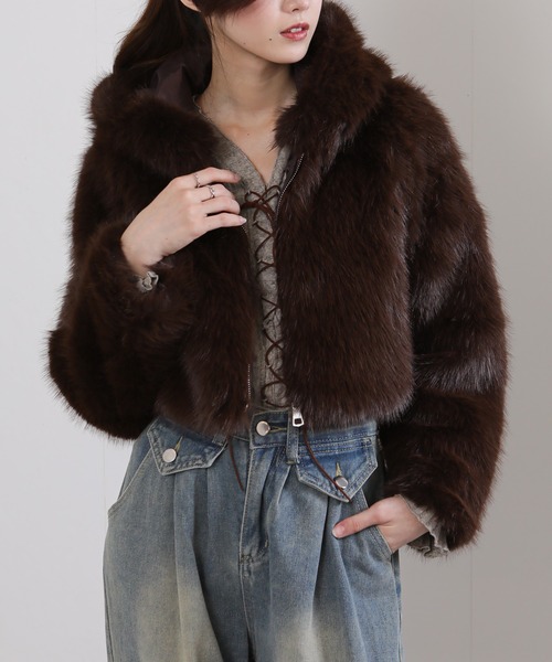 pumpkin port（パンプキンポート） ブルゾン アウター フード付き 毛足