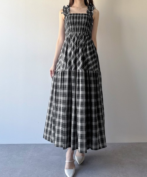 apolina チェック柄刺繍フリル襟ワンピース2-3y mipiarl ワンピース チェック柄フリルショルダーワンピース : ZOZOTOWN