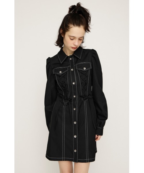 SLY(スライ) ワンピース LACE UP FRONT BUTTON S/OP レースアップ SLY(スライ) ワンピース LACE UP FRONT BUTTON S/OP レースアップ