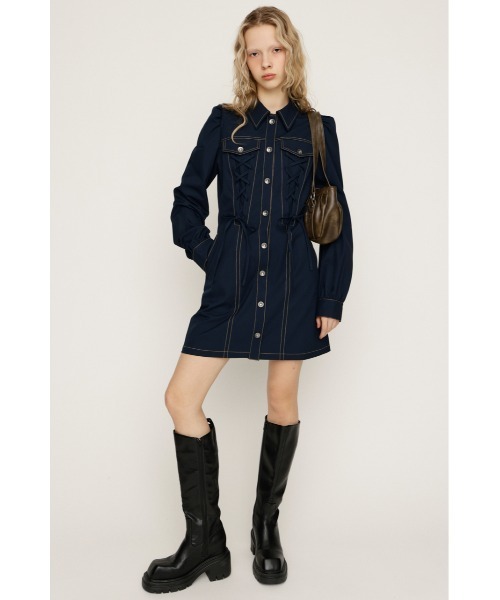SLY(スライ) ワンピース LACE UP FRONT BUTTON S/OP レースアップ SLY(スライ) ワンピース LACE UP FRONT BUTTON S/OP レースアップ