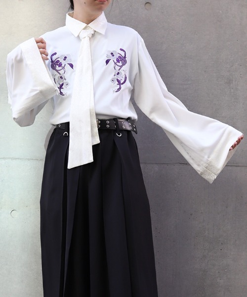 REZEN（リゼン） シャツ 椿×水引刺繍ボウタイ付シャツ メンズ