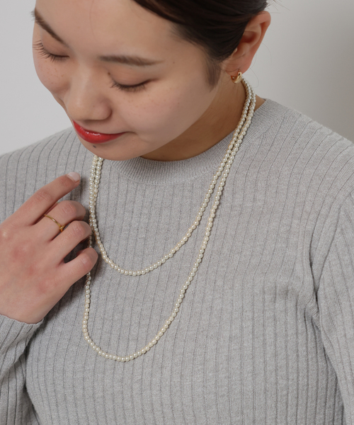 julynine ガラスパールロングネックレス ゆうパケット】ガラスパール ネックレス ロングネックレス 金属