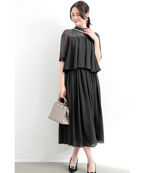 「Cinderella」 7分袖ワンピース MEDIUM ブラック レディース_画像5