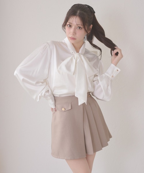 値下げ　MEER   Bowtie Blouse ボウタイブラウス シャツ Ambre Neige（アンブルネージュ） ブラウス シャツ bow tie blouse
