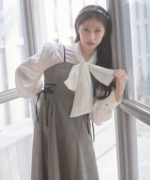 値下げ　MEER   Bowtie Blouse ボウタイブラウス シャツ Ambre Neige（アンブルネージュ） ブラウス シャツ bow tie blouse