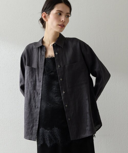 美品SHIRTウイムガゼットリネンシャツ Whim Gazette（ウィム ガゼット） ブラウス シャツ リネンシャツ