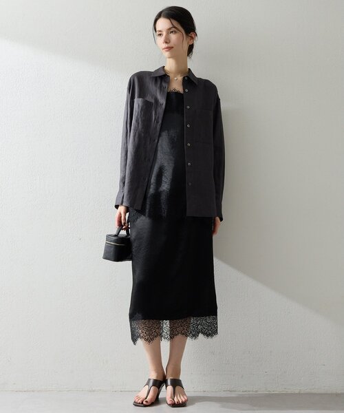 whim gazette ウィムガゼット リネンシャツ F ネイビー 麻 紺 Whim Gazette（ウィム ガゼット） リネンシャツ ブラウス シャツ