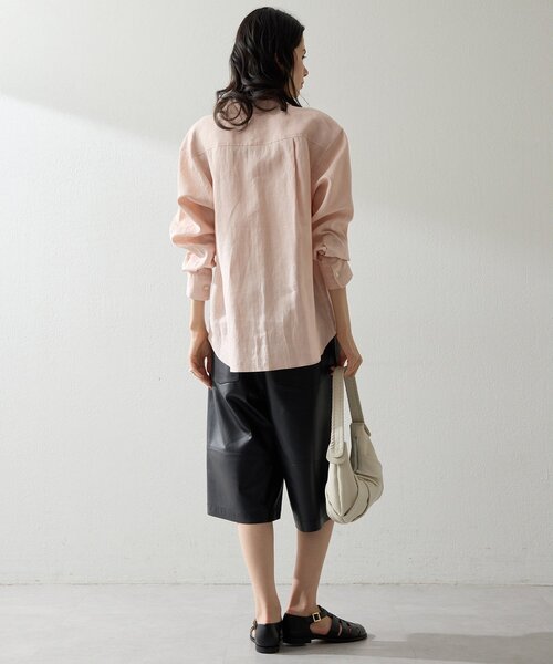 【美品】  Whim Gazette / ウィムガゼット | 2024SS | リネン ラミー シャツ | F | ベビーピンク | レディース Whim Gazette(ウィム ガゼット)｜【予約販売】マルチウェイラミー